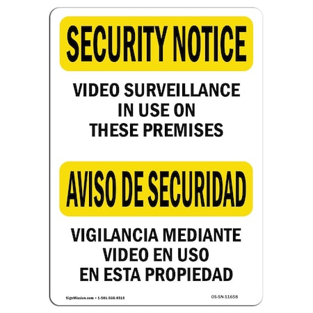 Signmission OSHA Security Sign, 10" Height, 14" Width, Video Surveillance In Use Bilingual, Landscape OS-SN-D-1014-L-11658